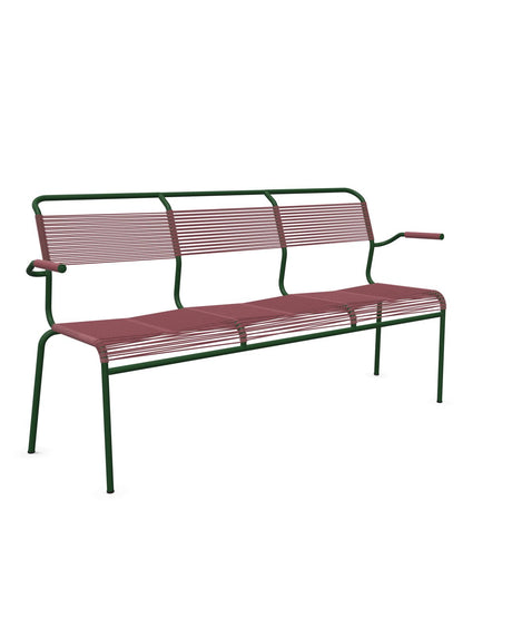 Schaffner Säntis Banc Spaghetti 3 places avec accoudoirs Bordeaux 38 Vert Sapin 66 