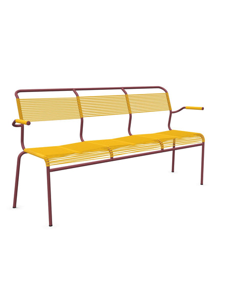 Schaffner Säntis Banc Spaghetti 3 places avec accoudoirs Jaune 11 Bordeaux 38 