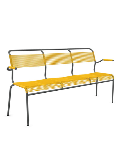 Schaffner Säntis Banc Spaghetti 3 places avec accoudoirs Jaune 11 Graphite 73 