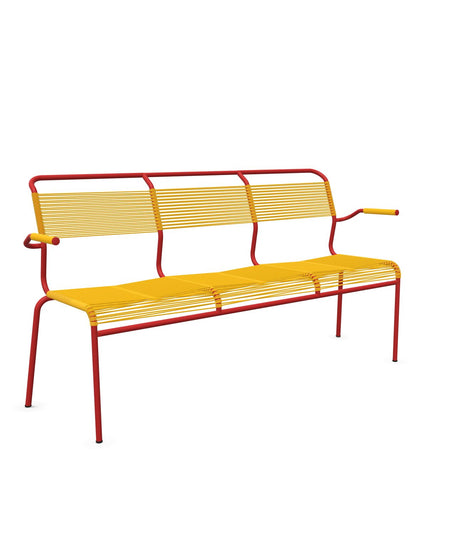 Schaffner Säntis Banc Spaghetti 3 places avec accoudoirs Jaune 11 Rouge 30 