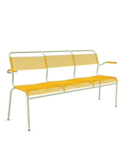 Schaffner Säntis Banc Spaghetti 3 places avec accoudoirs Jaune 11 Vert Pastel 64 