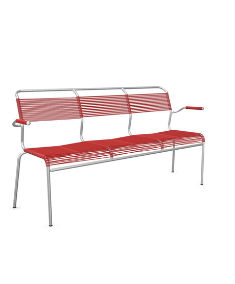 Schaffner Säntis Banc Spaghetti 3 places avec accoudoirs Rouge 30 Galvanisé à chaud 02 