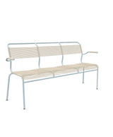Schaffner Säntis Banc Spaghetti 3 places avec accoudoirs Sable Pastel 15 Bleu Pastel 51 