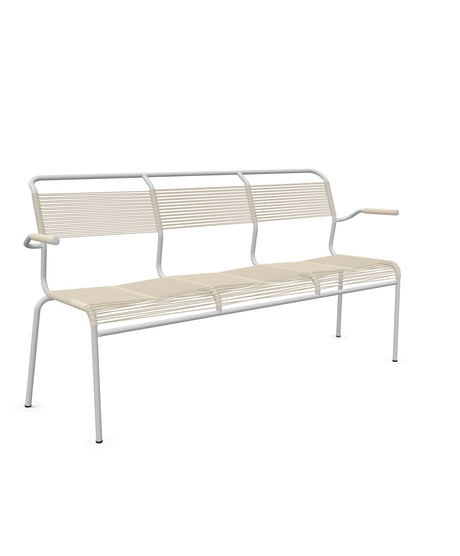 Schaffner Säntis Banc Spaghetti 3 places avec accoudoirs Sable Pastel 15 Gris Argent 78 