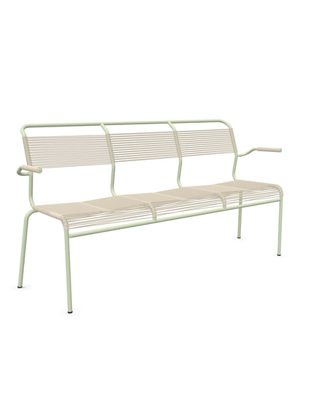 Schaffner Säntis Banc Spaghetti 3 places avec accoudoirs Sable Pastel 15 Vert Pastel 64 