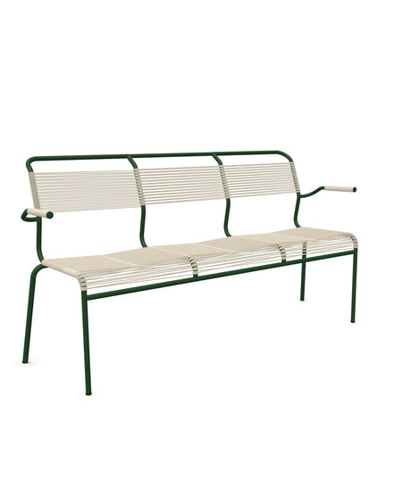 Schaffner Säntis Banc Spaghetti 3 places avec accoudoirs Sable Pastel 15 Vert Sapin 66 