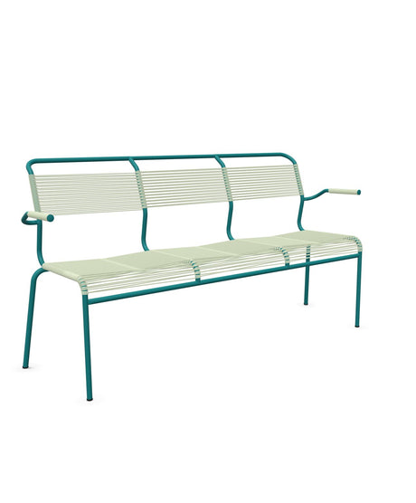 Schaffner Säntis Banc Spaghetti 3 places avec accoudoirs Vert Pastel 64 Bleu Kali 56 