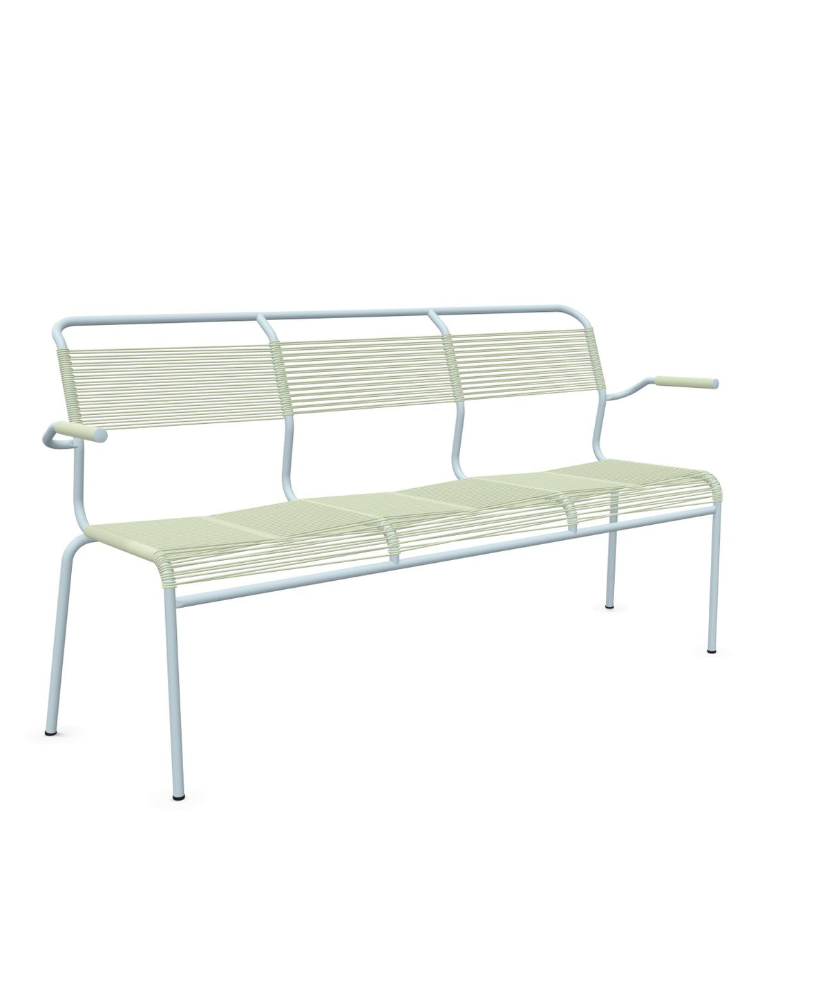 Schaffner Säntis Banc Spaghetti 3 places avec accoudoirs Vert Pastel 64 Bleu Pastel 51 