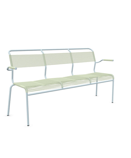 Schaffner Säntis Banc Spaghetti 3 places avec accoudoirs Vert Pastel 64 Bleu Pastel 51 