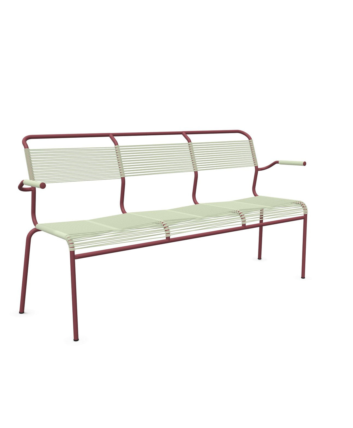Schaffner Säntis Banc Spaghetti 3 places avec accoudoirs Vert Pastel 64 Bordeaux 38 