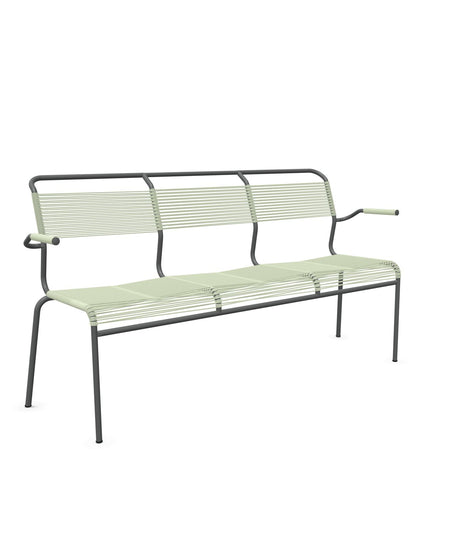 Schaffner Säntis Banc Spaghetti 3 places avec accoudoirs Vert Pastel 64 Graphite 73 