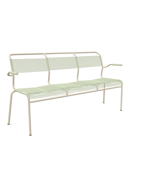 Schaffner Säntis Banc Spaghetti 3 places avec accoudoirs Vert Pastel 64 Sable Pastel 15 