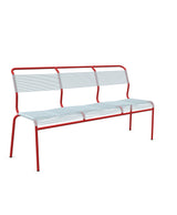 Schaffner Säntis Banc Spaghetti 3 places sans accoudoirs Bleu Pastel 51 Rouge 30 