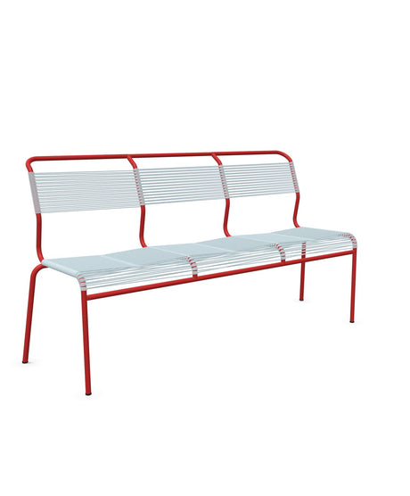 Schaffner Säntis Banc Spaghetti 3 places sans accoudoirs Bleu Pastel 51 Rouge 30 