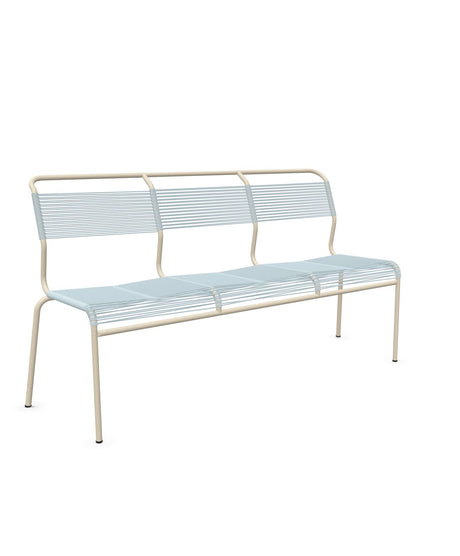 Schaffner Säntis Banc Spaghetti 3 places sans accoudoirs Bleu Pastel 51 Sable Pastel 15 