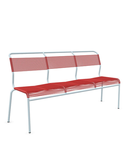 Schaffner Säntis Banc Spaghetti 3 places sans accoudoirs Rouge 30 Bleu Pastel 51 