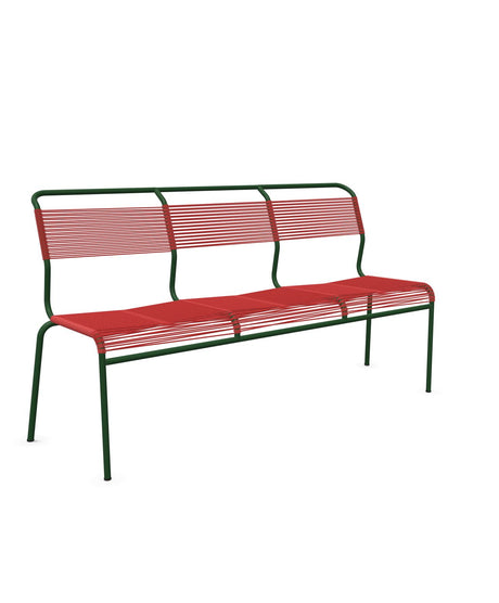 Schaffner Säntis Banc Spaghetti 3 places sans accoudoirs Rouge 30 Vert Sapin 66 