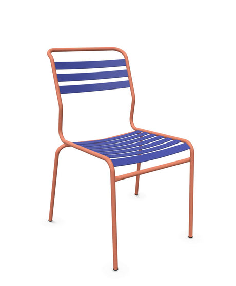 Schaffner Säntis Chaise à lattes Bleu 53 Terracotta 84 