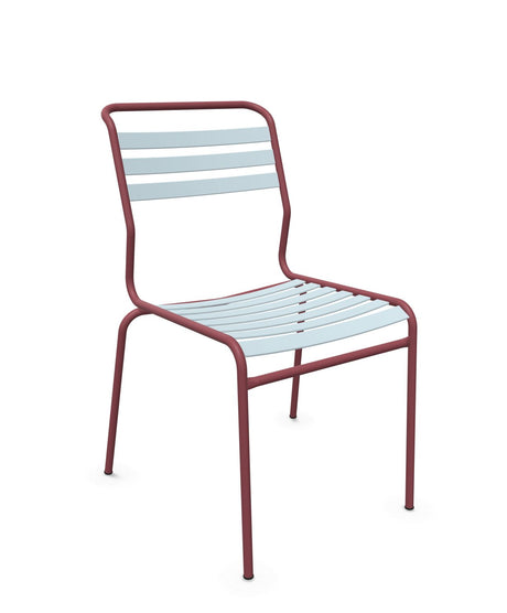Schaffner Säntis Chaise à lattes Bleu Pastel 51 Bordeaux 38 