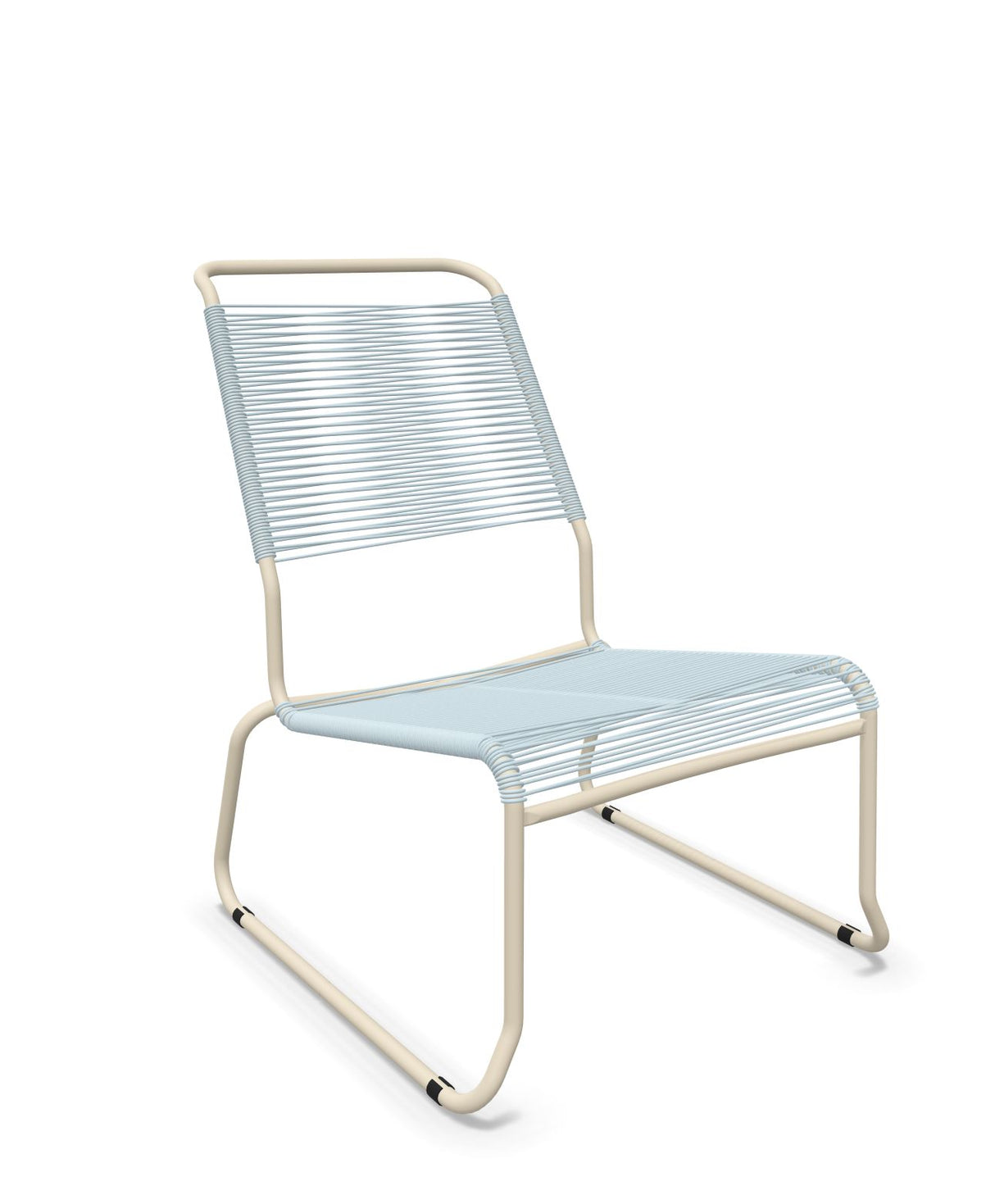 Schaffner Säntis Chaise basse Haut dossier luge Spaghetti Bleu Pastel 51 Sable Pastel 15 