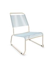 Schaffner Säntis Chaise basse Haut dossier luge Spaghetti Bleu Pastel 51 Sable Pastel 15 