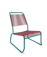 Schaffner Säntis Chaise basse Haut dossier luge Spaghetti Bordeaux 38 Bleu Kali 56 