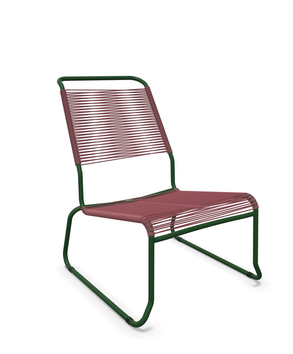 Schaffner Säntis Chaise basse Haut dossier luge Spaghetti Bordeaux 38 Vert Sapin 66 