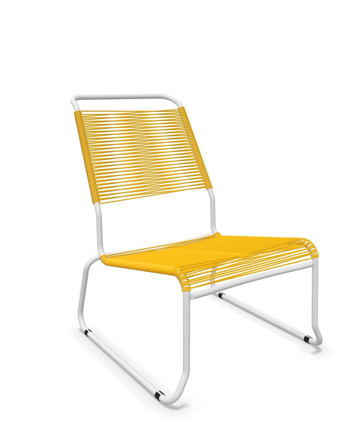 Schaffner Säntis Chaise basse Haut dossier luge Spaghetti Jaune 11 Blanc 90 