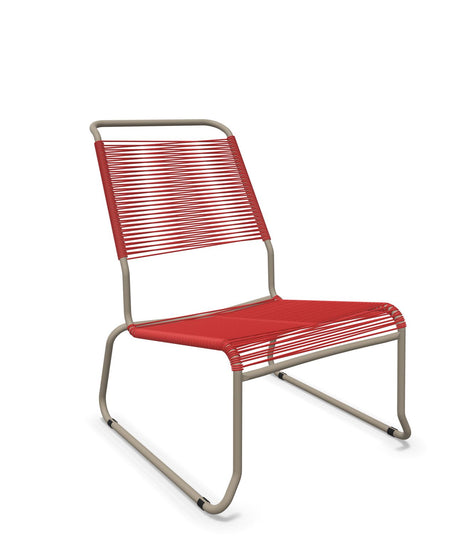 Schaffner Säntis Chaise basse Haut dossier luge Spaghetti Rouge 30 Champagne 85 