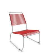 Schaffner Säntis Chaise basse Haut dossier luge Spaghetti Rouge 30 Gris Argent 78 