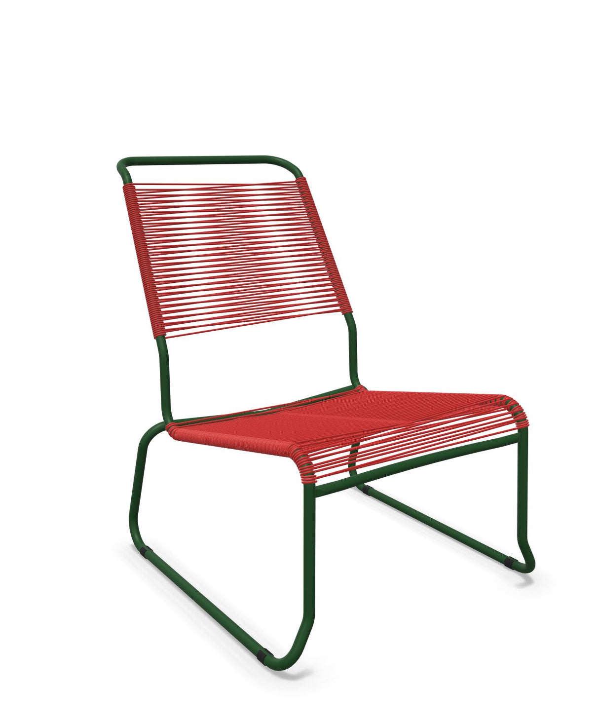 Schaffner Säntis Chaise basse Haut dossier luge Spaghetti Rouge 30 Vert Sapin 66 