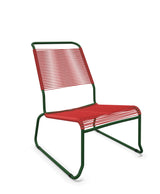 Schaffner Säntis Chaise basse Haut dossier luge Spaghetti Rouge 30 Vert Sapin 66 