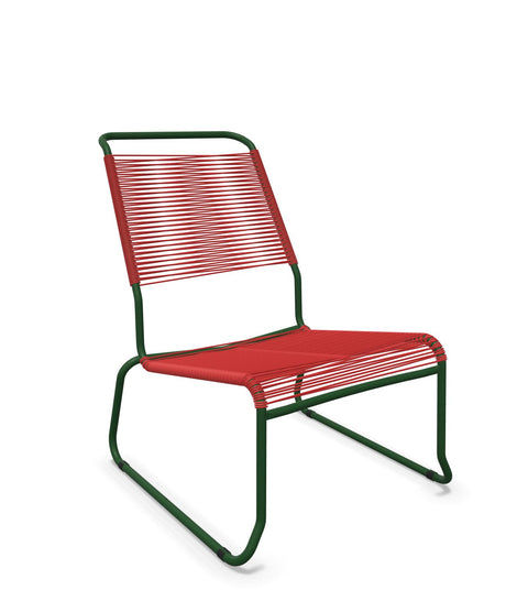 Schaffner Säntis Chaise basse Haut dossier luge Spaghetti Rouge 30 Vert Sapin 66 