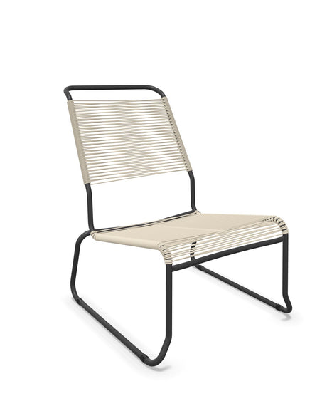 Schaffner Säntis Chaise basse Haut dossier luge Spaghetti Sable Pastel 15 Anthracite 77 