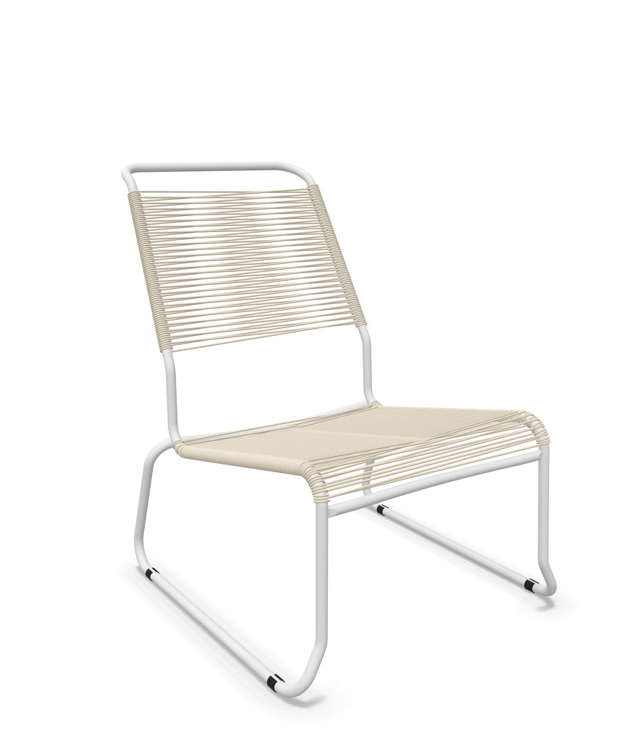 Schaffner Säntis Chaise basse Haut dossier luge Spaghetti Sable Pastel 15 Blanc 90 