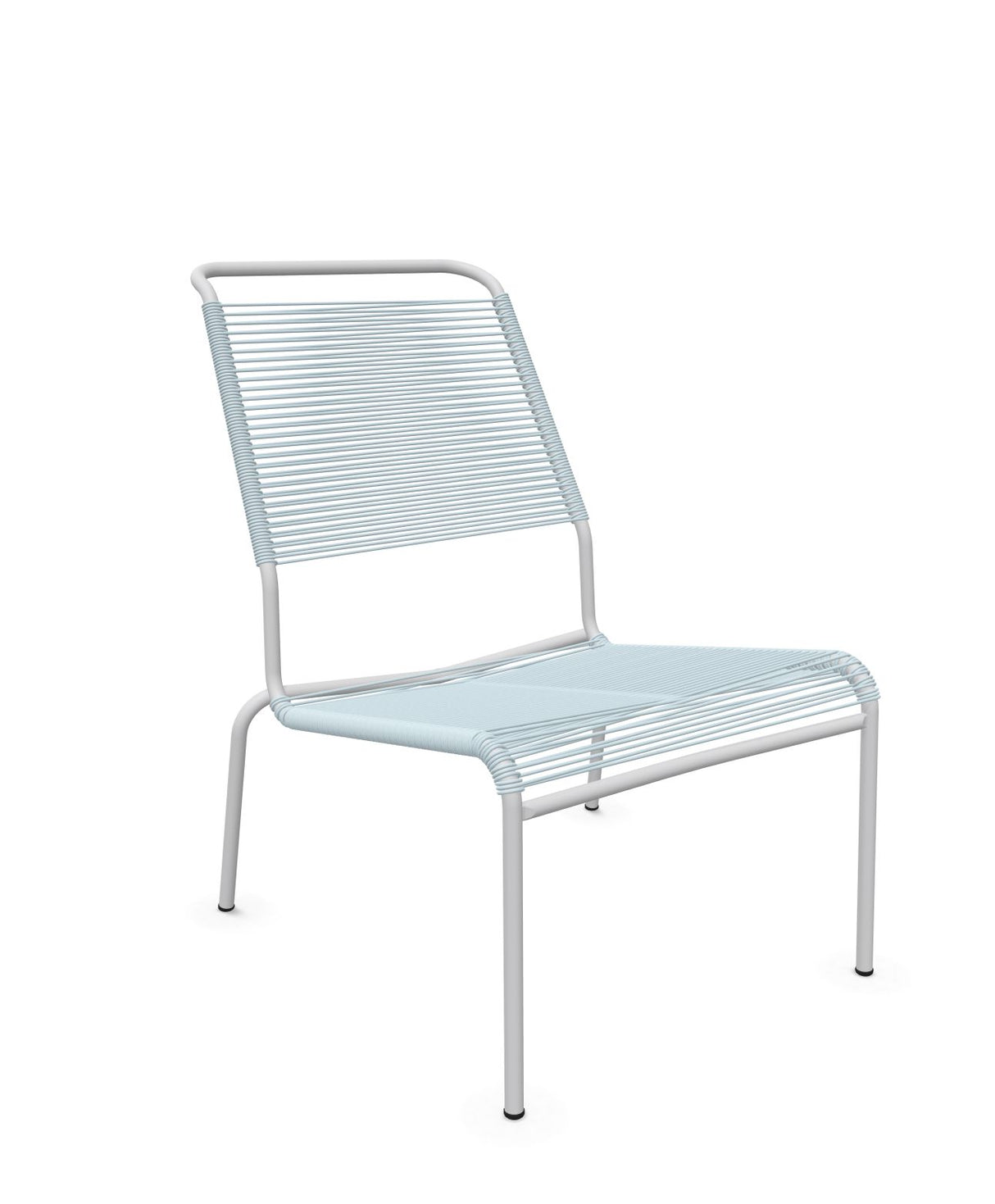 Schaffner Säntis Chaise basse Haut dossier Spaghetti Bleu Pastel 51 Gris Argent 78 