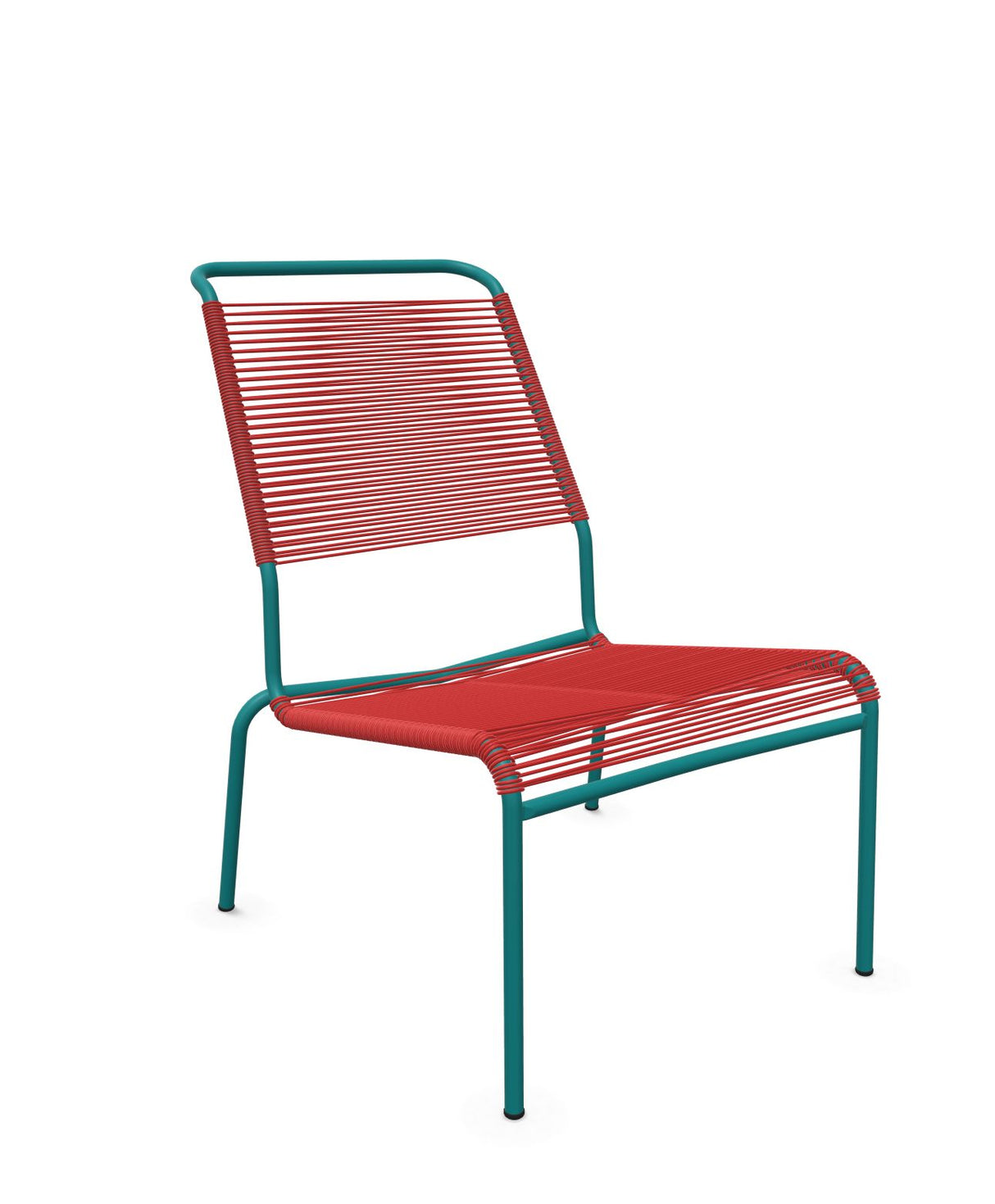 Schaffner Säntis Chaise basse Haut dossier Spaghetti Rouge 30 Bleu Kali 56 