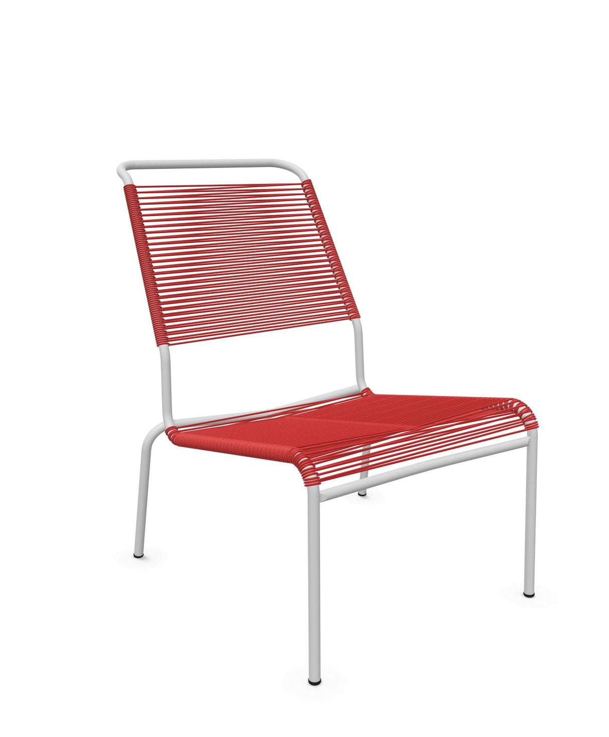 Schaffner Säntis Chaise basse Haut dossier Spaghetti Rouge 30 Gris Argent 78 