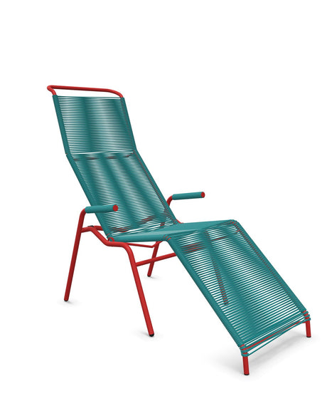 Schaffner Säntis Chaise longue Relax Spaghetti Bleu Kali 56 Rouge 30 