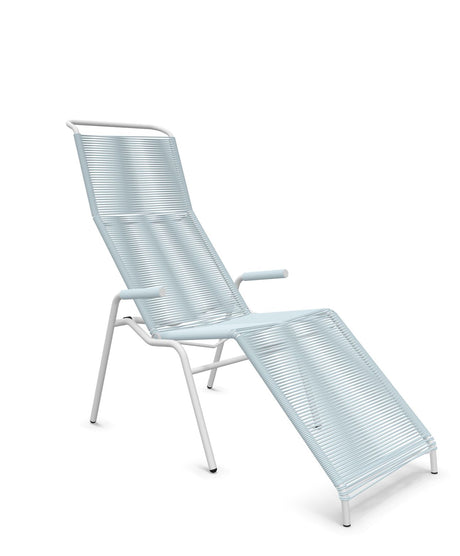 Schaffner Säntis Chaise longue Relax Spaghetti Bleu Pastel 51 Blanc 90 