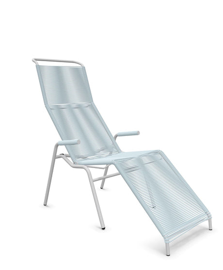 Schaffner Säntis Chaise longue Relax Spaghetti Bleu Pastel 51 Gris Argent 78 