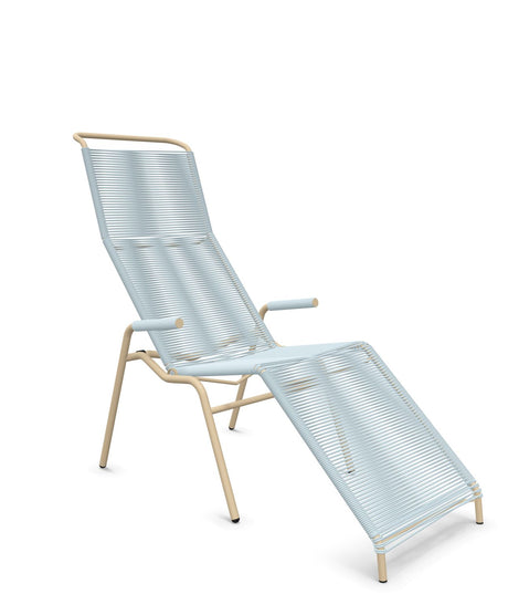 Schaffner Säntis Chaise longue Relax Spaghetti Bleu Pastel 51 Marron Pastel 83 