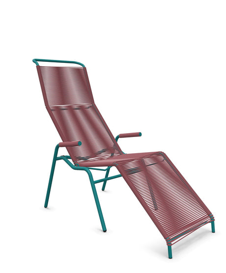 Schaffner Säntis Chaise longue Relax Spaghetti Bordeaux 38 Bleu Kali 56 