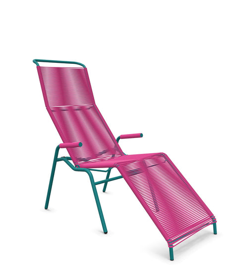 Schaffner Säntis Chaise longue Relax Spaghetti Rose 41 Bleu Kali 56 