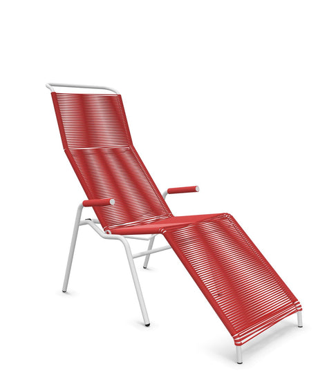 Schaffner Säntis Chaise longue Relax Spaghetti Rouge 30 Blanc 90 