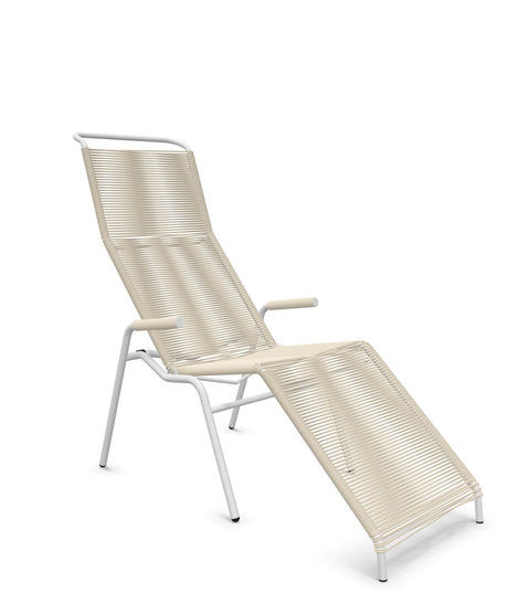 Schaffner Säntis Chaise longue Relax Spaghetti Sable Pastel 15 Blanc 90 