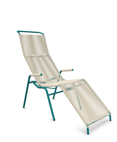 Schaffner Säntis Chaise longue Relax Spaghetti Sable Pastel 15 Bleu Kali 56 