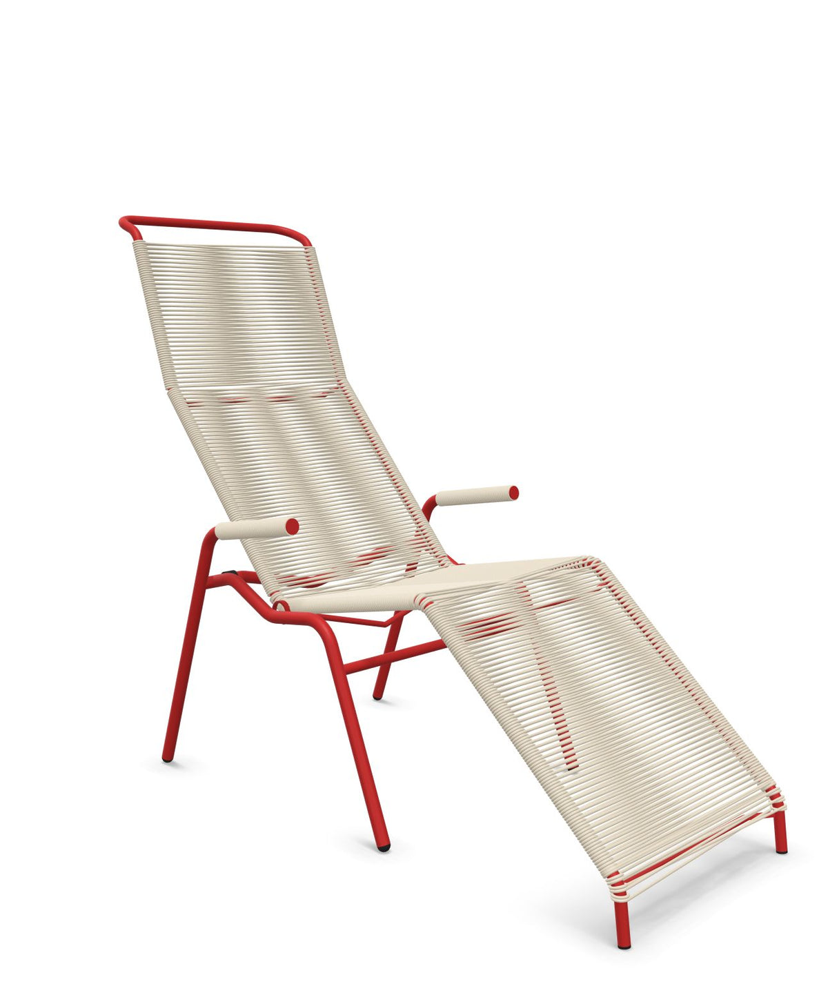 Schaffner Säntis Chaise longue Relax Spaghetti Sable Pastel 15 Rouge 30 