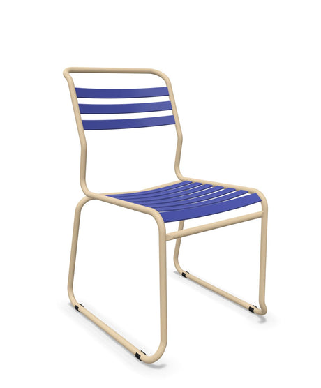 Schaffner Säntis Chaise luge à lattes Bleu 53 Marron Pastel 83 