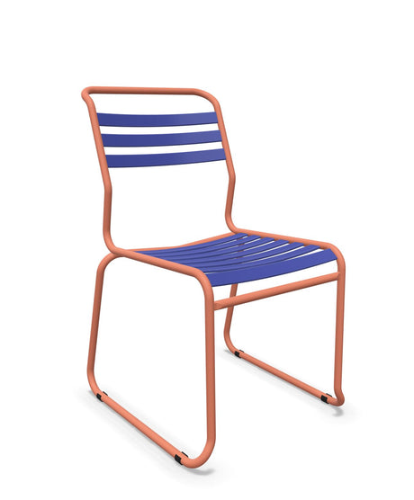 Schaffner Säntis Chaise luge à lattes Bleu 53 Terracotta 84 